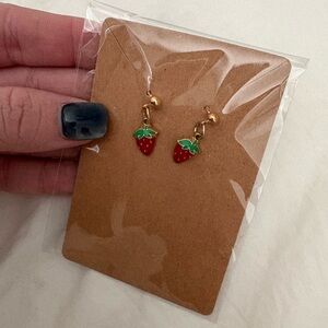 Handmade Strawberry Dangle Earrings - Xmas offer details in description!